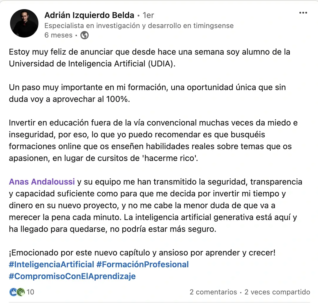Opinión de alumno de UDIA