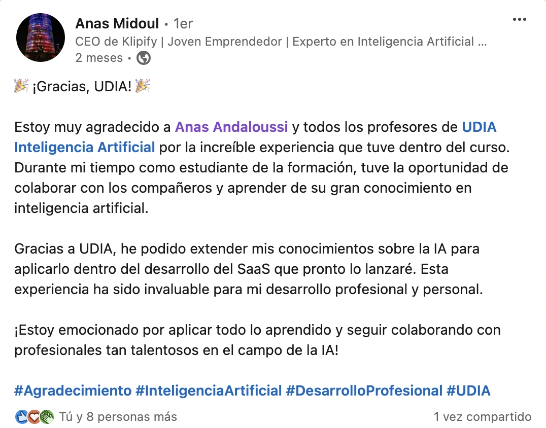 Opinión de alumno de UDIA