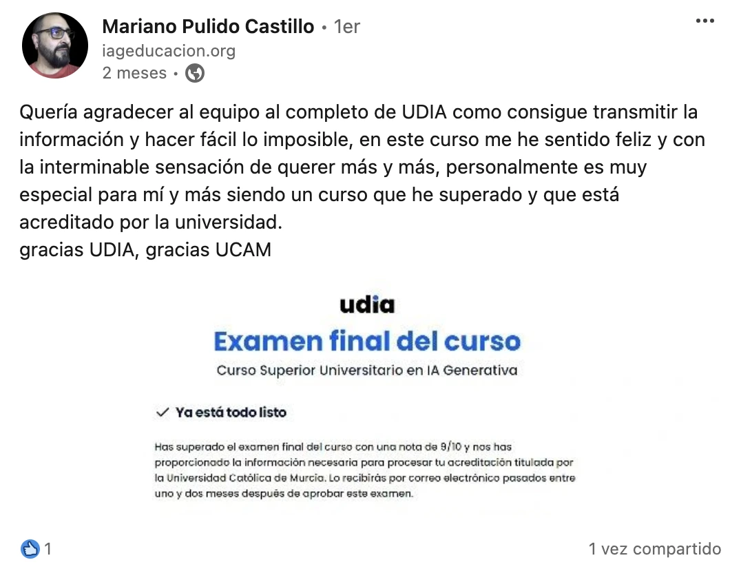 Opinión de alumno de UDIA