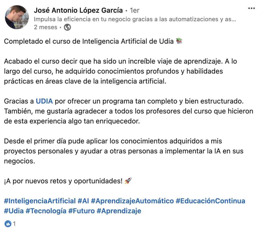Opinión de alumno de UDIA